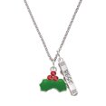 thumbnail image 1 of Delight Jewelry Silvertone Christmas Holly & Red Crystal Berries Silvertone Best Friends Forever Bar Charm Necklace, 23", 1 of 4