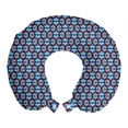 thumbnail image 1 of Abstract Travel Pillow Neck Rest, Pattern of Rhythmic Flower Inspired Floral Style Print Along Star Motifs, Memory Foam Traveling Accessory Airplane and Car, 12", Pale Blue and Plum, by Ambesonne, 1 of 2