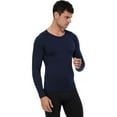 thumbnail image 3 of Active Men's Long Sleeve Athletic Compression Shirt with Crew Neckline and Stretch Fit Performance Fabric - Large, Navy, 3 of 7