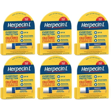 (6 Pack) Herpecin-L lip balm stick spf 30 protectant sunscreen cold sore .10oz ea
