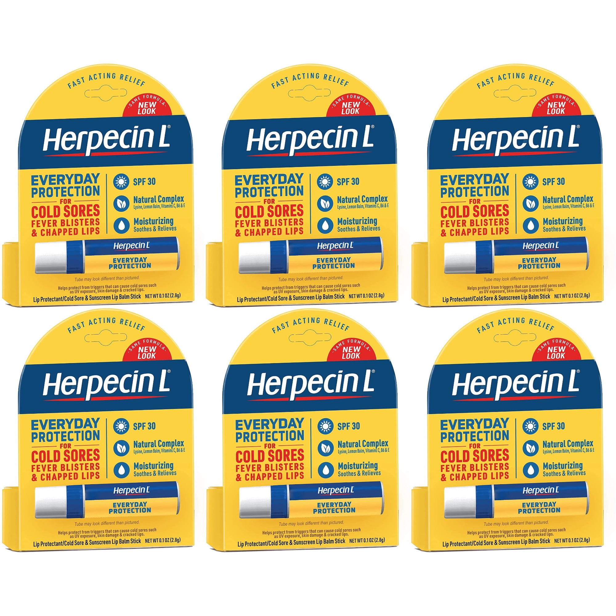 (6 Pack) Herpecin-L lip balm stick spf 30 protectant sunscreen cold sore .10oz ea