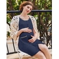 thumbnail image 4 of Ekouaer Nightgowns for Women 2 Pack Button Down Sleep Shirts Short Sleeve Nightshirt Sleepwear House Dress with Pockets, 4 of 6