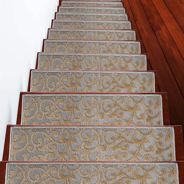 Leaves Collection Contemporary, Cozy, Vibrant and Soft Stair Mats & Rugs, 9'' x 28''
