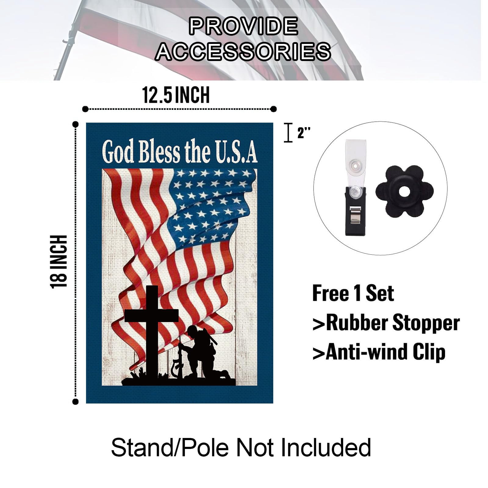 4th of July Patriotic House Flag God Bless America Memorial Day Double Sided Garden Flag Independence Day Large House Yard Flag Outdoor Outside Holiday Decoration 28 X 40 Inch