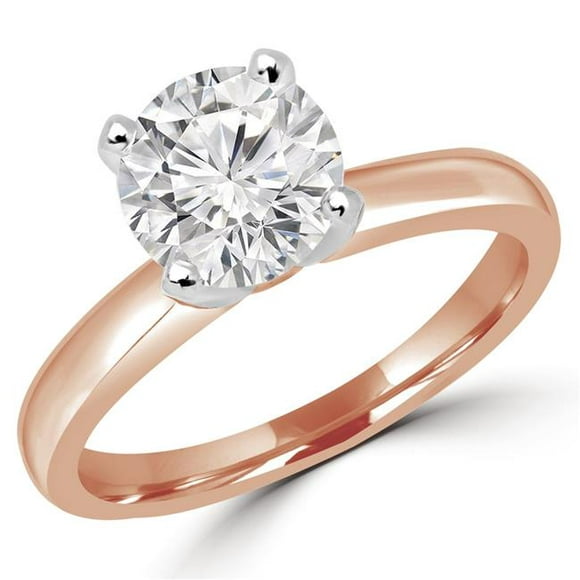 Majesty Diamonds MD180009-5.25 0.6 CT Round Diamond Solitaire Engagement Ring in 14K Rose Gold - Size 5.25