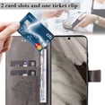 thumbnail image 6 of Designed for iPhone 16 Pro Case Wallet for Women, Flip Folio Cover with Embossed PU Leather Kickstand Credit Card Holder Magnetic Wrist Strap Protective Case for iPhone 16 Pro, Gray, 6 of 6