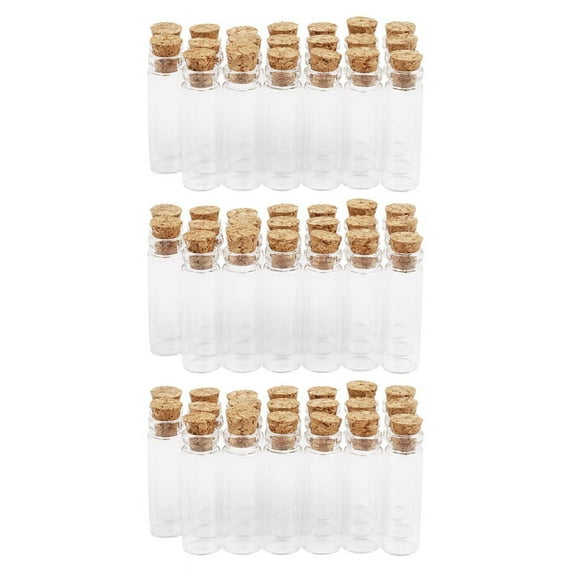 60Pcs 11X32mm Tiny Mini Empty Clear Cork Glass Bottles Vials 2Ml