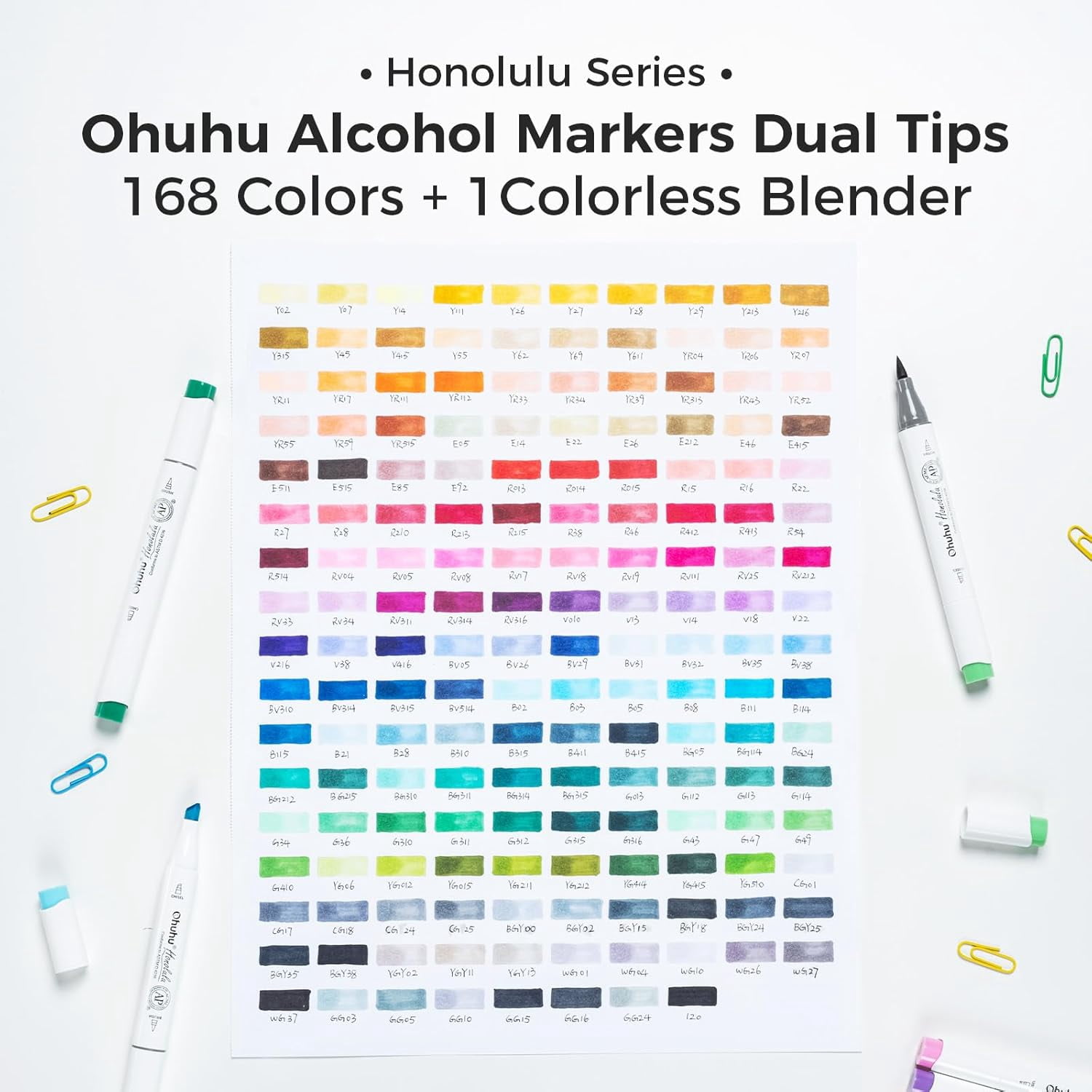 Ohuhu 48 Mid-tone Colors & 168-color Alcohol Markers- Chisel and Fine Dual Tips - Honolulu of Ohuhu Markers
