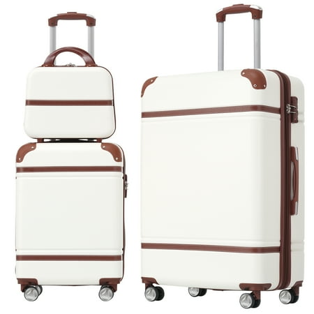 FFZ 3-Piece Hardshell Luggage Set with TSA Lock, 20.1 x 12.4 x 30.3 inch, White