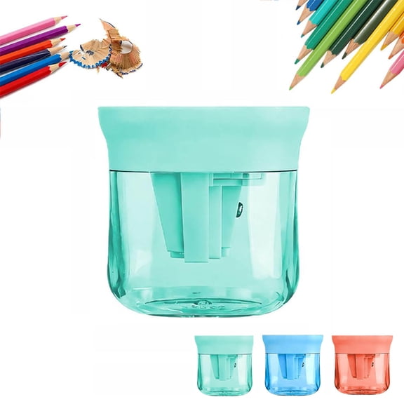 Manual 3-Hole Pencil Sharpener with Lid, Compact Portable Handheld for Adults & Scholars, Ideal for Standard, Colored & Jumbo Pencils, Campus Home Office Supplies