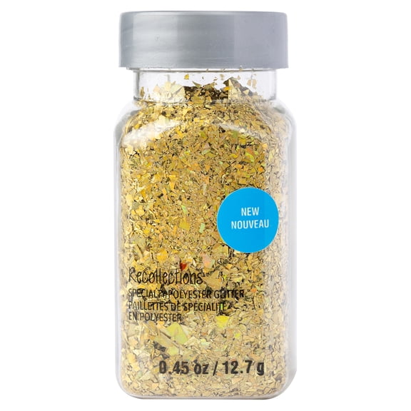 Recollections Gold Flakes Specialty Polyester Glitter - 0.45 oz Jar, Craft Glitter for Paper Projects & Decorations, 12 Pack