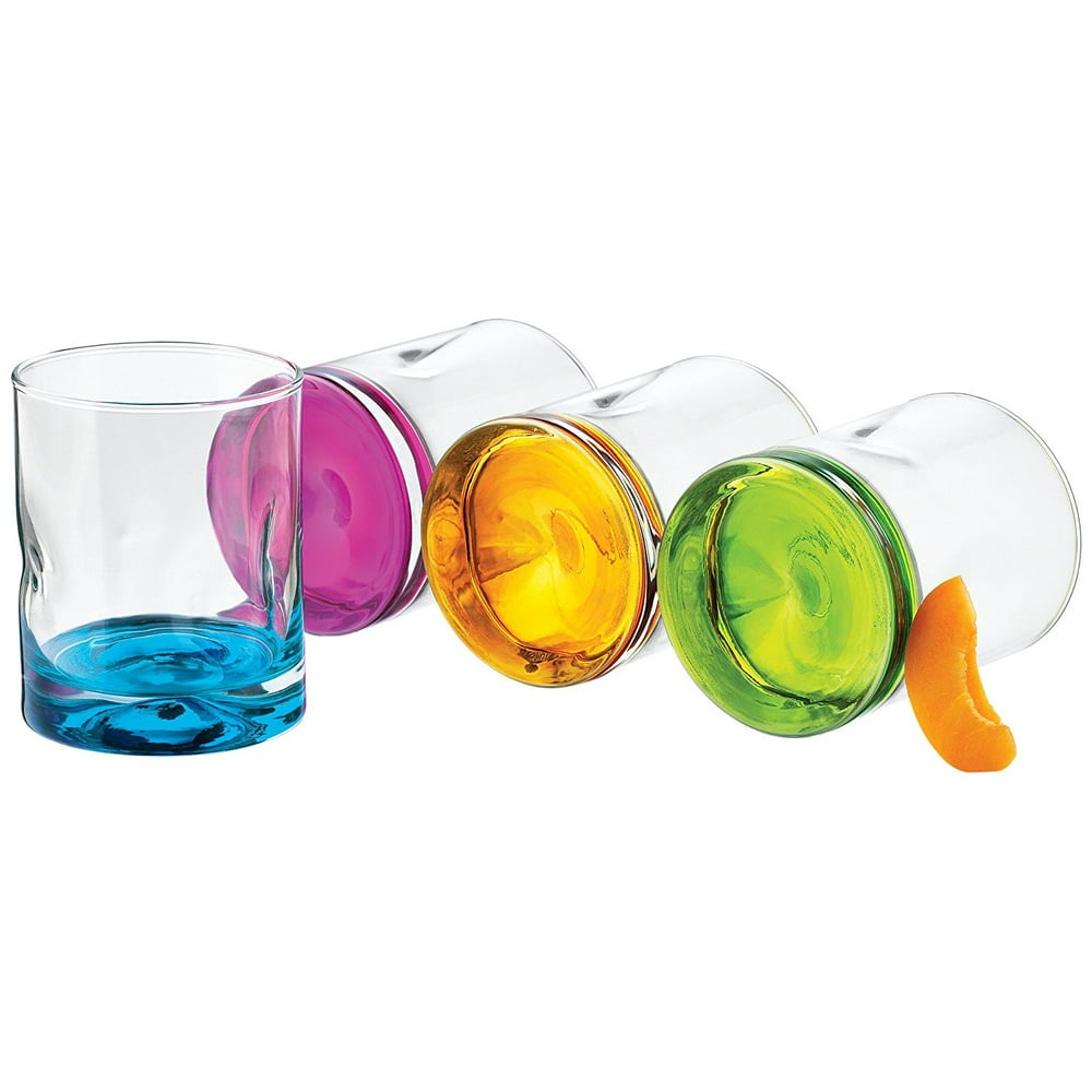 Impressions Colors Double Old Fashioned Glass Set, 4Piece, Four 12 oz