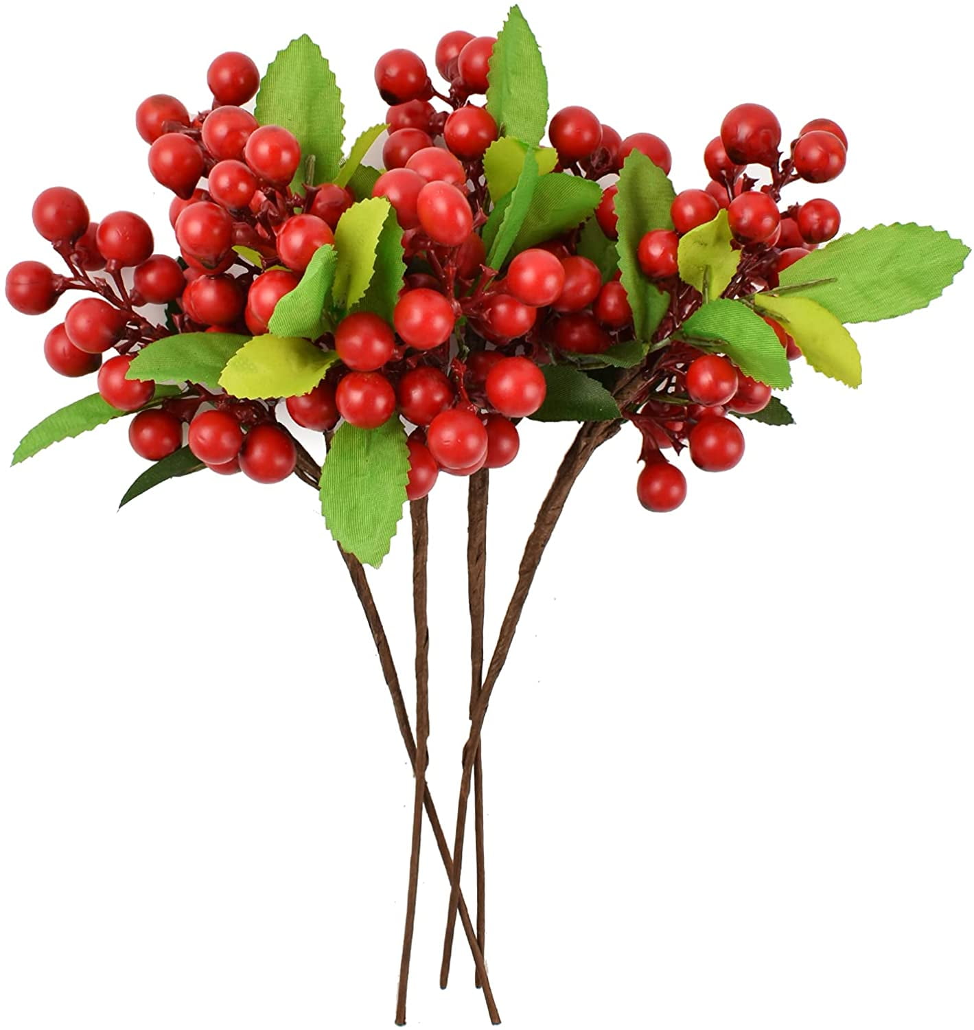 BESTOYARD 12 Pcs Christmas Berry Beans Christmas Red Berries Holly Berry  Picks Stems Christmas Artificial Berry Picks Holiday Berries Picks Berry