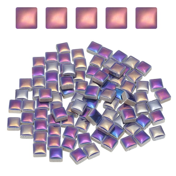 100g Square Mosaic Tiles, Ceramic Mosaic Tiles, 0.4 x 0.4Inch, Laser Blue