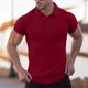 thumbnail image 1 of Playera Elvqul de Hombre Casuales Rojo Algodón Manga Corta sin Estampado Solapa, 1 of 3