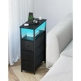 thumbnail image 5 of PrimeCook Shop Narrow LED Night Stand with Charging Station, Slim End Table with Plugins, Tall Side Table with 3 Fabric Drawer, Small Bedside Table with Storage, Set of 2, for Living Room, Black, 5 of 16