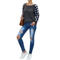 thumbnail image 4 of ZXSXSY Christmas Tops for Women Plaid Blouses Long Sleeve Crew Neck Casual T-shirt, 4 of 5