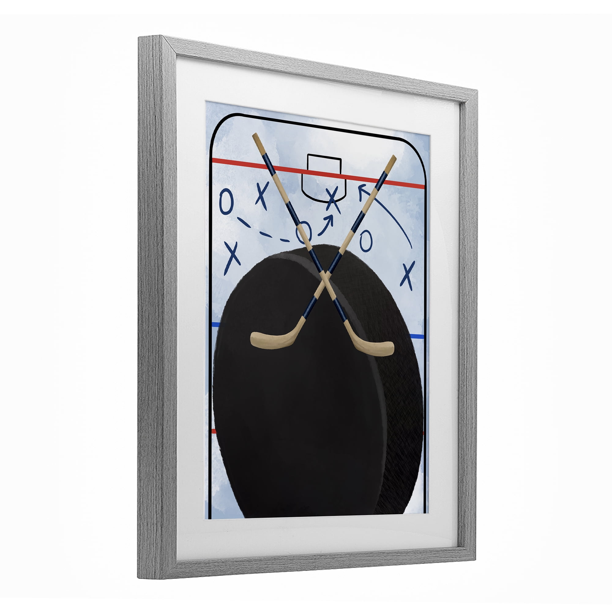 Stupell Industries Hockey Rink Tactics Gray Framed Print Under Glass, design by Jennifer Stith