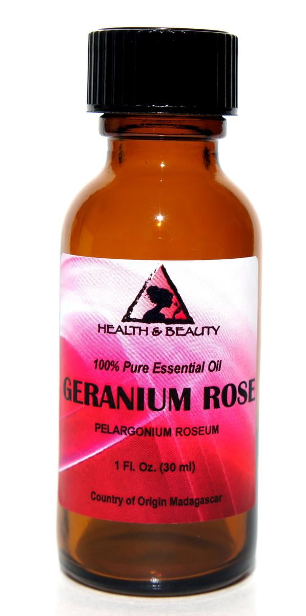 Geranium rose essential oil aromatherapy 100% pure natural glass 1.0 oz 30ml