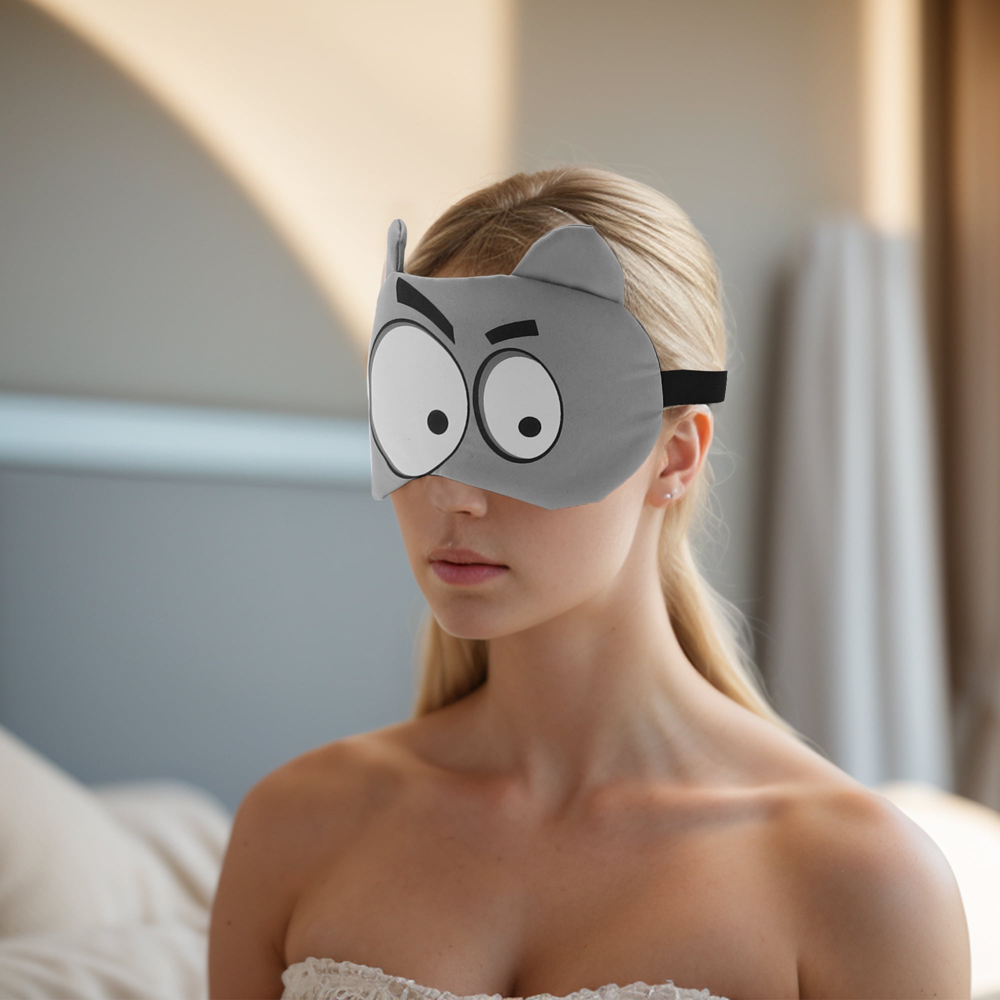 Unique Bargains Soft Cartoon Big Eyes Sleep Mask Gray Eye Shade Cover