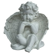 Angel Statue Figurine Hold Chin Cherub Angel Statue - Guardian Thinking Angel Collectible Figurines Wings Angel Statue Figurine Memorial Sculpture for Home Decor, Garden, Thanksgiving, Christmas