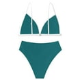 thumbnail image 5 of Traje de baño para mujer, bikini de tirantes con cuello en V sin mangas de color liso para mujer, traje de baño de moda, trajes de baño para mujer, 5 of 5