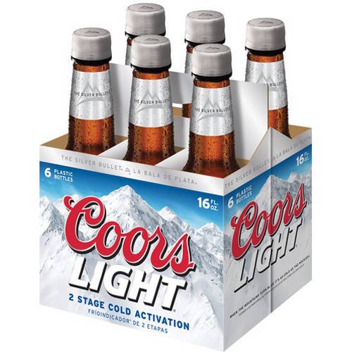 Coors Light Lager Beer, 6 pack, 16 fl oz plastic bottles