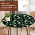 thumbnail image 5 of Round Table Cover 45-54 Inch St. Patrick's Day Waterproof Reusable Table Cloth Round Fitted Vinyl Tablecloth with Elastic Edged for Parties Outdoors, Spring Green Shamrock Leaves Black, 5 of 6