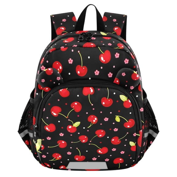 ALAZA Cherry Floral Black Mini Backpack School Bookbag Age 3-7 Medium