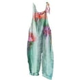 thumbnail image 2 of Virmaxy Women's Fashion Overalls Gradient Floral Print Summer Adjustable Straps Baggy Overalls Sleeveless Backless Wide Leg Overalls For Women Mint Green XS, 2 of 5