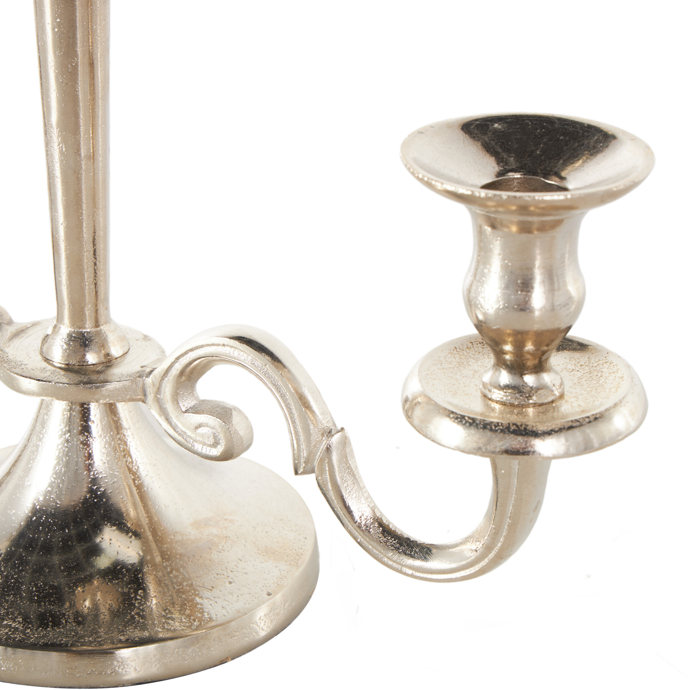 DecMode 3 Holder Silver Aluminum Metal Scroll Candelabra