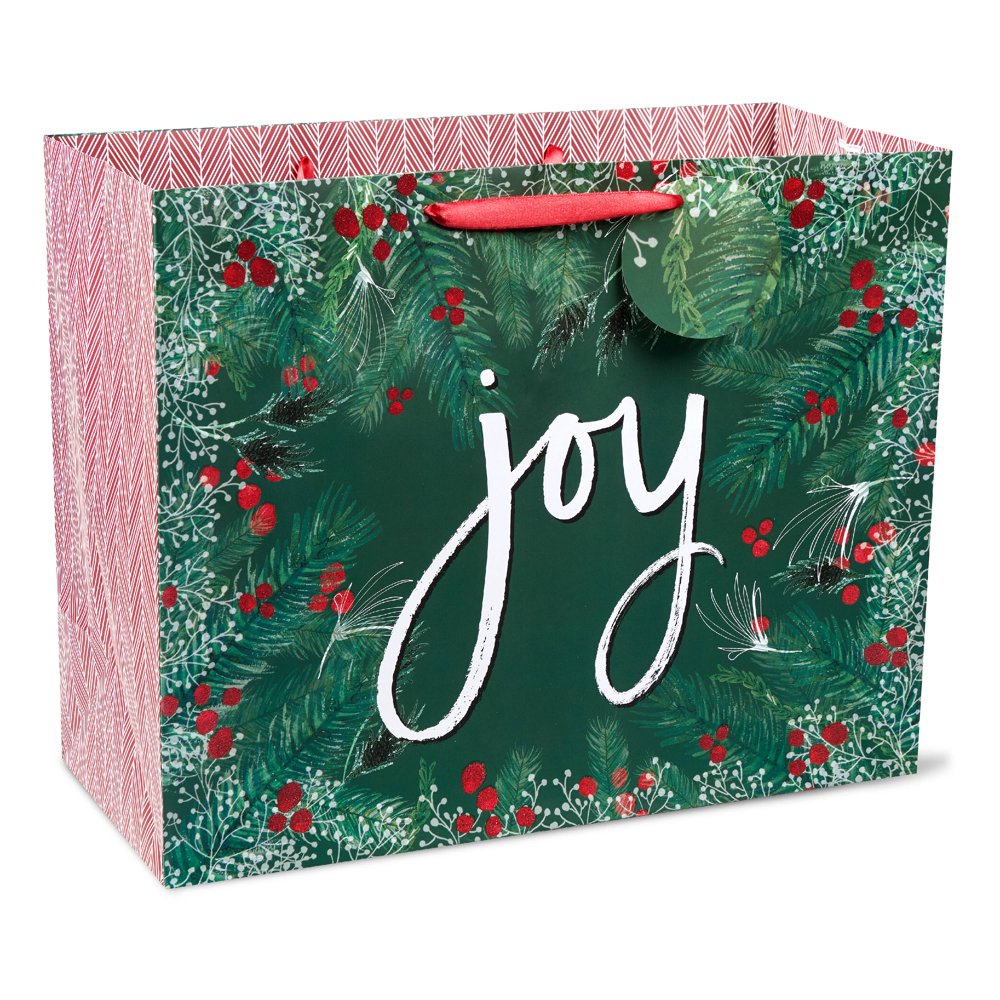 Holiday Time Gift Bag, Joy, Green, & Holly