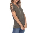 thumbnail image 2 of White Mark Women's Keyhole Neck Short Crisscross Sleeve Top, 2 of 5