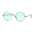 thumbnail image 3 of Lunettes de Soleil Rétro Ajustées à Petit Cercle Rond avec Lentille Style Hippie Argent Vert, 3 of 4