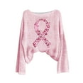 thumbnail image 3 of RXMEKW Chandail Graphique pour la Journée de Sensibilisation au Cancer du Sein pour Femmes, Col Rond, Manches Longues, Tricoté, 95 % Polyester 5 % Spandex, Noir, 3 of 4