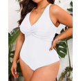 thumbnail image 3 of GFDYREE Women Plus Size One Piece Swimsuits V Neck Tummy Control Bathing Suits Front Cross Swimwear, 3 of 6