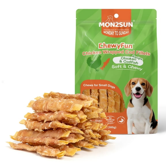 MON2SUN Chicken Wrapped Cod Fillet Small Dog Treats, 10.5 oz (30 Count)