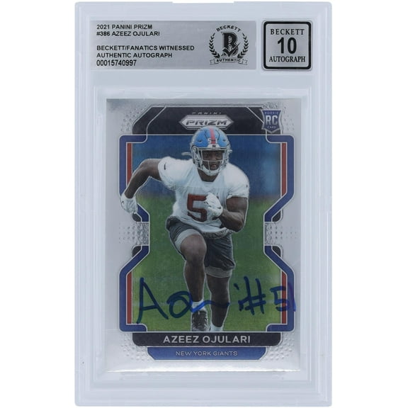 Azeez Ojulari New York Giants Autographed 2021 Panini Prizm #386 Beckett Fanatics Witnessed Authenticated 10 Rookie Card - Fanatics Authentic Certified
