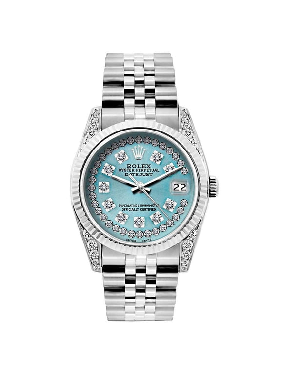 Pre-Owned Rolex Datejust 26MM 6916 Ice Blue Diamond Dial Fluted Bezel Stainless Steel Jubilee Bracelet
