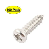 100 Pcs M2.6x10mm Stainless Steel Round Head Self Tapping Screws Bolts