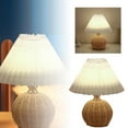 thumbnail image 2 of Leojiow Small Wicker Lamp Wicker Table Lamp Pleated Lampshade Usb Vintage Bedside Lamp Farmhouse Lamps For Decoration For Kitchen Counter A One Size, 2 of 6