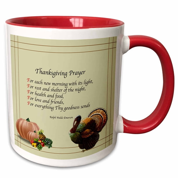 3dRose Illustrated Thanksgiving prayer by Ralph Waldo ...
