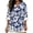 Blue Hibiscus Flower, variant on Eagle Forest Tree Print Linen Shirts for Women V Neck Long Sleeve Blouse Loose Fit Cotton Tops Linen Casual Dressy Clothes Boho Tees for Summer Fall 2026, M