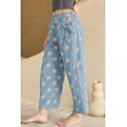 thumbnail image 3 of ZhiHiMeRi Women's Sky Blue Polka Dot Denim Jeans – High Waist, Bow Front Detail for Vacation Style 12, 3 of 12