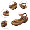 thumbnail image 5 of Rokment Sparkly Rhinestones Orthopedic Flip Flops Walking Sandals for Women Comfortable Leather Arch Support Platform Wedge Dressy Summer Shoes Brown Size 6.5, 5 of 6