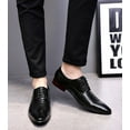 thumbnail image 6 of Santimon Men Derby Shoes Crocodile Pattern Pointed Toe Lace Up Oxford Shoes Business Leather Dress Shoes Black 6 US, 6 of 8