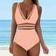 thumbnail image 1 of Conjunto de bikini liso sin mangas para mujer, traje de baño push-up acolchado, ropa de playa, traje de baño de poliéster, 1 of 4