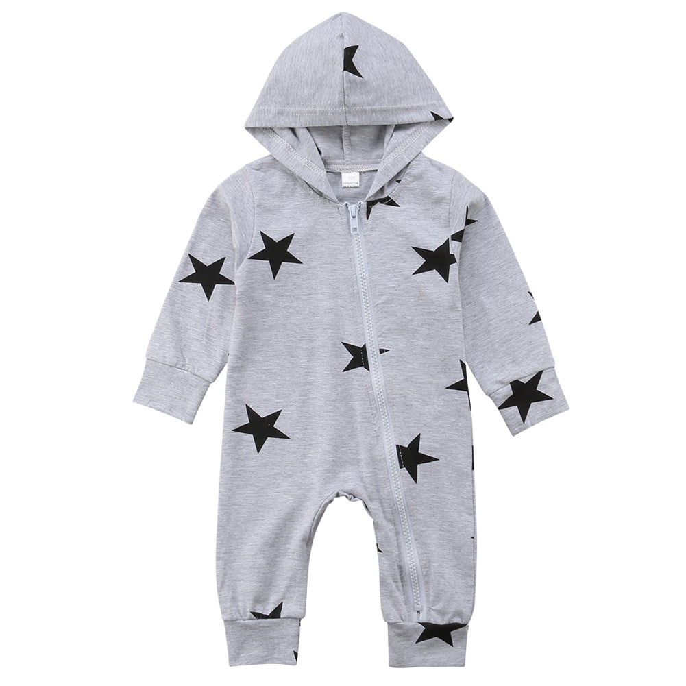 Details about   Infant Newborn Romper Jumpsuit Clothes Outfits Baby Boys Girl Gray Cotton Hoodie 