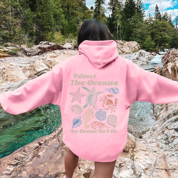 Women's Hoodies Sweatshirts Women's Letter Print Fashion Loose Top Casual Hoodie Pink XL