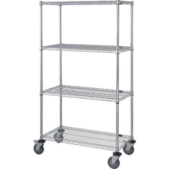 Quantum Storage M2448C47 Chrome Wire Shelving 4-Shelf Stem Caster Cart 74 in.